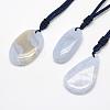 Natural Blue Lace Agate Pendant Necklaces NJEW-E110-02A-1