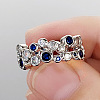 Hollow Brass Pave Cubic Zirconia Finger Rings FS-WG3B071-03-4