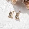 Brass Micro Pave Clear Cubic Zirconia Stud Earrings EJEW-R016-01G-02-1