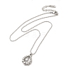 Clear Cubic Zirconia Teardrop Pendant Necklace with 304 Stainless Steel Ball Chains for Women LS-NJEW-H162-01P-1