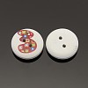 2-Hole Flat Round Number Printed Wooden Sewing Buttons X-BUTT-M002-3-2