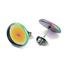 Flat Round 304 Stainless Steel Stud Earring Settings Ion Plating(IP) STAS-I323-20mm-RC-2