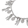 Non-Tarnish 304 Stainless Steel Chain Tassel & Oval & Heart Charm Bracelet for Women BJEW-G669-13P-2