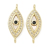 Brass Micro Pave Clear and Black Cubic Zirconia Eye Connector Charms KK-A282-16G-1