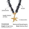 Vintage Stainless Steel Starfish Pendant Black Acrylic Nuggets Beaded Necklaces for Women BF0589-2-1