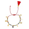 Fashionable Brass Wire Evil Eye Tassel Bracelets XW9910-5