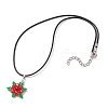 Natural Carnelian(Dyed & Heated) & Glass Snowflake Pendant Necklaces NJEW-JN05054-01-4