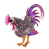 Rhinestone Rooster Brooch Pin X-ZODI-PW0001-123C-1
