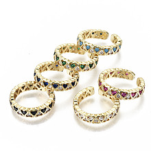 Brass Micro Pave Cubic Zirconia Cuff Rings RJEW-N032-002-NF