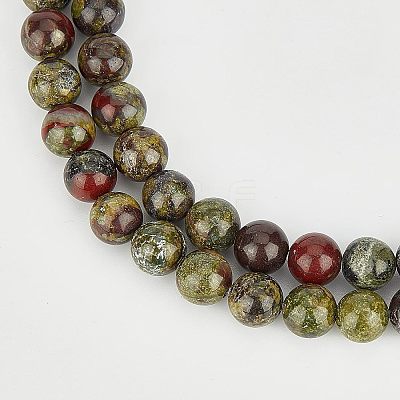 Natural Dragon Blood Jasper Bead Strands G-OC0001-18-6mm-1