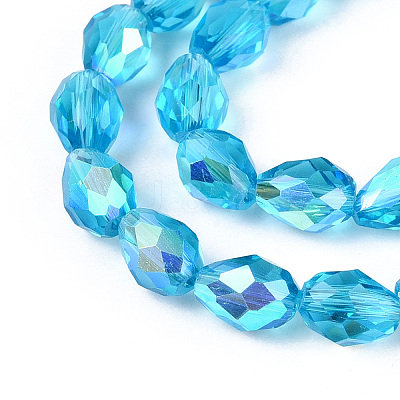 Transparent Electroplate Glass Beads Strands LS-EGLA-N023-6x8mm-A07-1