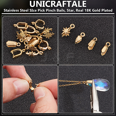 16Pcs 4 Styles 304 Stainless Steel SIce Pick Pinch Bails STAS-UN0059-73G-1