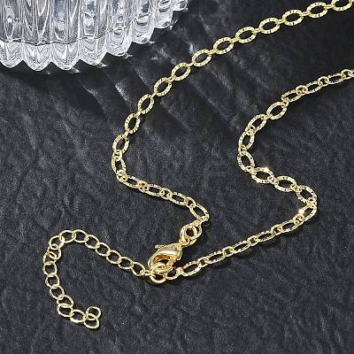 3MM Brass Textured Oval Link Chain Necklaces for Women KK-CBA2293-13G-1
