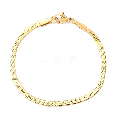304 Stainless Steel Flat Snake Chain Bracelets BJEW-C134-01A-G-1