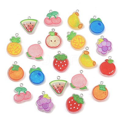 Opaque Resin & Glitter Powder Pendants RE-CBA0127-01-1
