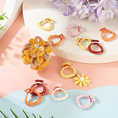 10Pcs 5 Colors Alloy Spring Gate Rings FIND-TA0008-59B-1