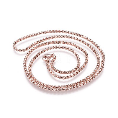 304 Stainless Steel Box Chain Necklaces X-NJEW-P244-01RG-1