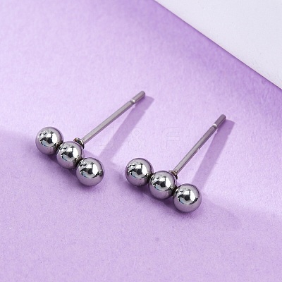 Tarnish Resistant 201 Stainless Steel Beaded Horizontal Bar Stud Earrings with 316 Stainless Steel Pin for Women X-STAS-K238-01P-1