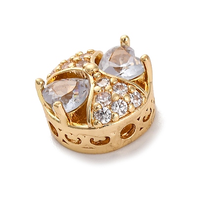 Rack Plating Brass Micro Pave Cubic Zirconia Beads KK-Z082-04G-1