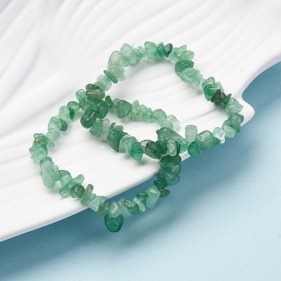 Unisex Chip Natural Green Aventurine Beaded Stretch Bracelets BJEW-S143-11-1