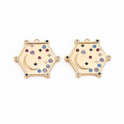Brass Micro Pave Cubic Zirconia Pendants KK-S364-271B-1