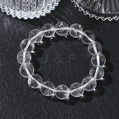 Natural Quartz Crystal Round Beaded Stretch Bracelets GG-CBA12F1-02E-12-1