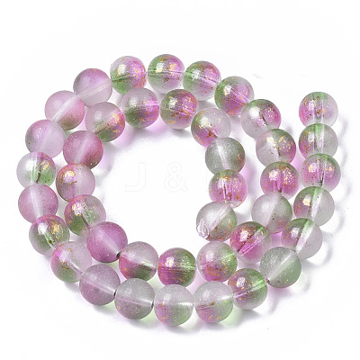 Frosted Spray Painted Glass Beads Strands GLAA-N035-03D-C01-1