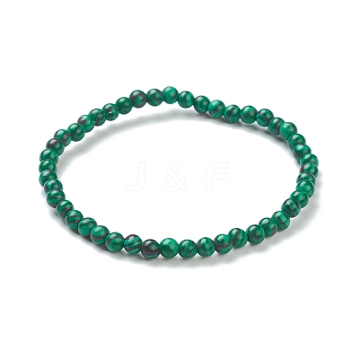 Synthetic Malachite Beaded Stretch Bracelets BJEW-A117-A-16-1