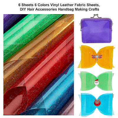 6Sheets 6 Colors Vinyl Leather Fabric Sheets DIY-AR0002-21-1