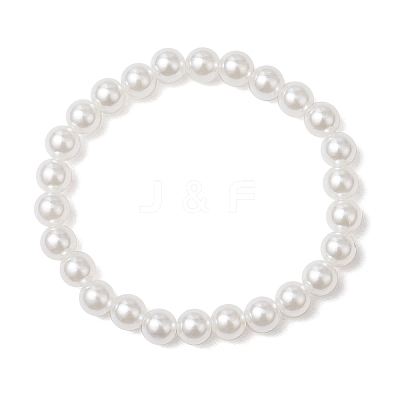 2Pcs ABS Plastic Imitation Pearl Beaded Stretch Bracelets BJEW-JB11909-1