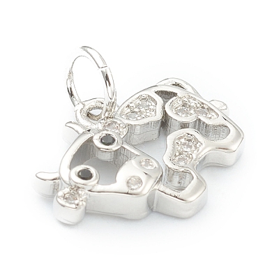 Brass Clear Cubic Zirconia Charms ZIRC-B010-22-1