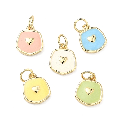 Brass Enamel Pendants KK-C251-36G-1