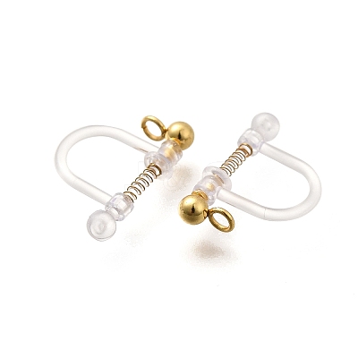 201 Stainless Steel Clip-on Earring Settings STAS-F311-15G-1