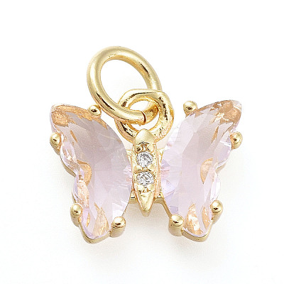 Brass Micro Pave Clear Cubic Zirconia Pendant ZIRC-P079-B01-11-1