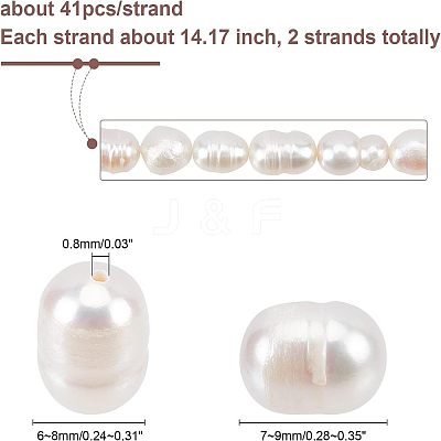 2 Strands Natural Cultured Freshwater Pearl Beads Strands PEAR-NB0001-10-1