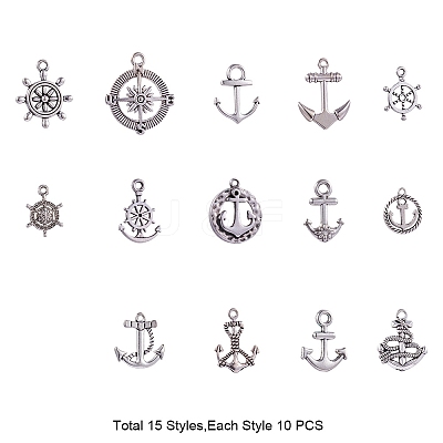Tibetan Silver Anchor & Helm Pendants TIBEP-PH0004-15AS-1