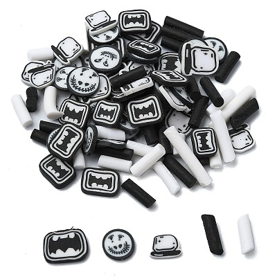 Black White Halloween Theme Polymer Clay Slices CLAY-M005-18-1