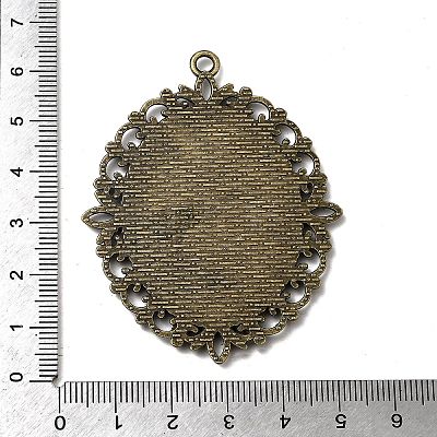 Tibetan Style Alloy Oval Pendant Cabochon Settings TIBEP-S231-01AB-NR-1