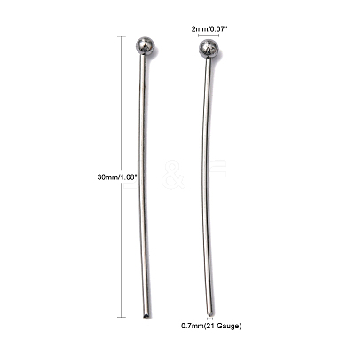 Tarnish Resistant 304 Stainless Steel Ball Head Pins X-STAS-M010-30mm-01-1