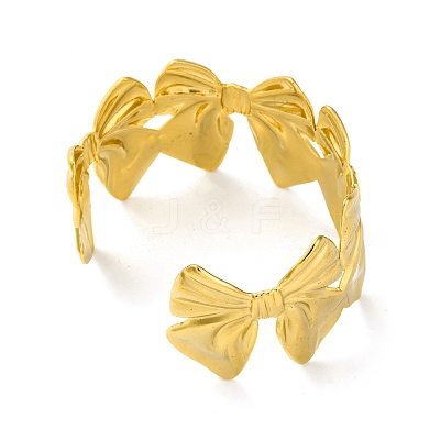 Ion Plating(IP) 304 Stainless Steel Cuff Bangles for Women BJEW-G729-01G-1