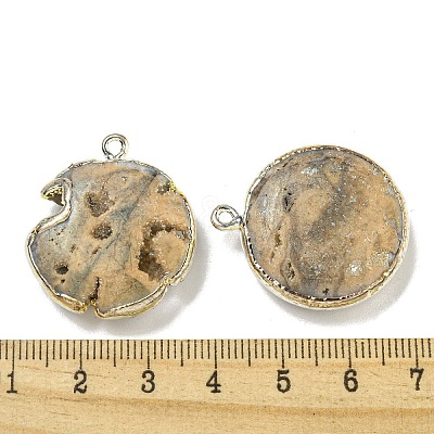 Electroplated Natural Druzy Agate Pendants G-A229-01-1