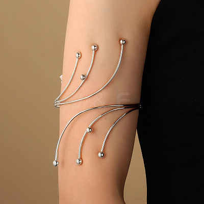 Round Beaded Alloy Upper Arm Open Cuff Bangles WG9CF3D-08-1
