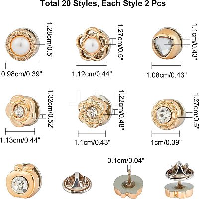 40Pcs 20 Styles Plastic Safety Brooches JEWB-NB0001-10-1