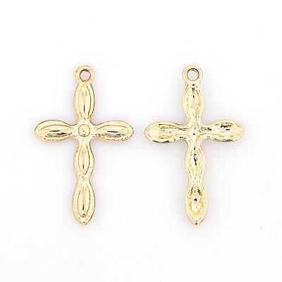 Nickel Free & Lead Free Golden Plated Alloy Cross Pendants PALLOY-J218-165G-NR-1