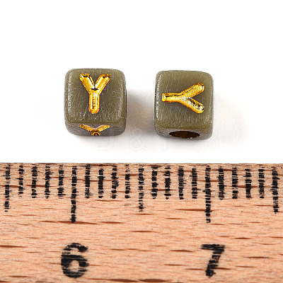 Plating Acrylic Beads OACR-N140-01G-Y-1