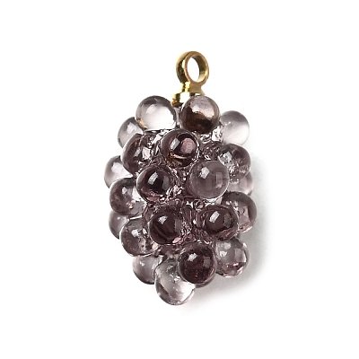 Grape Brass Acrylic Pendants OACR-R006-05G-03-1
