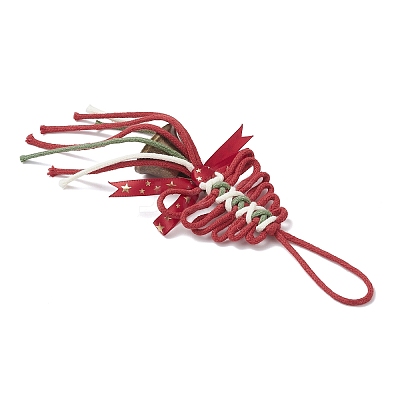 Christmas Tree Cotton String Threads Pendant Decorations HJEW-TA00403-02-1