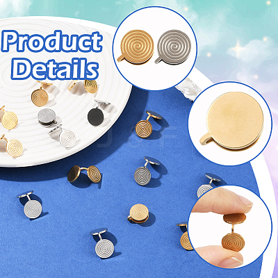 16Pcs 2 Colors 304 Stainless Steel Vortex Cuff Earrings EJEW-SC0001-87-1