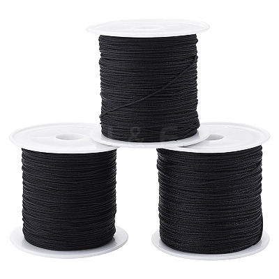3 Rolls 3 Styles Round Nylon Braided Cord NWIR-TADJ0001-03D-1