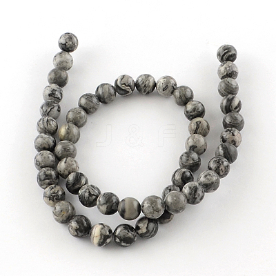 Natural Map Stone/Picasso Stone/Picasso Jasper Beads Strands X-G-S188-6mm-1